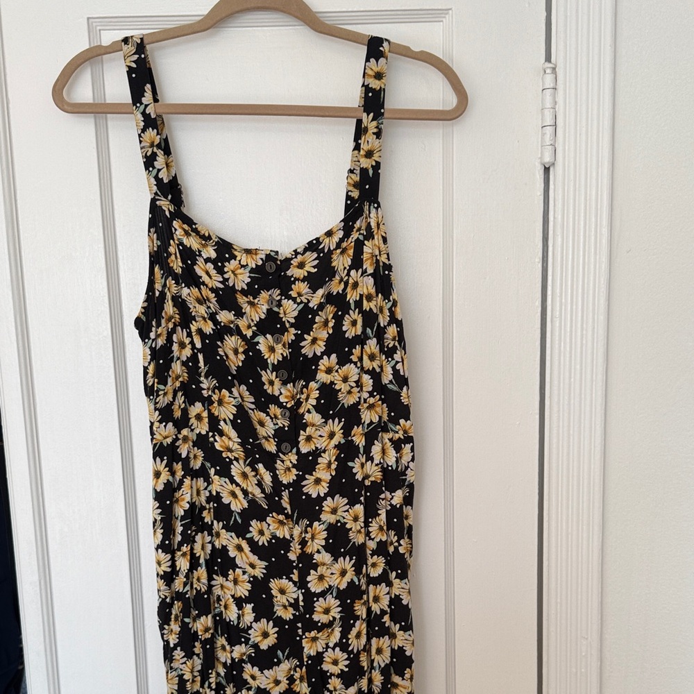Wild Fable Black and Yellow Sunflower Floral Jumpsuit